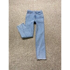 4/27 Good American Good Classic High-Rise Ankle Raw Darted Hem Light INDIGO454